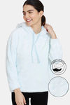 Zivame Fluffy Fur Knit Hoodie Sweatshirt - Baby Blue — thumbnail 1